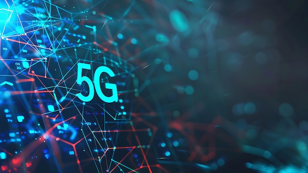 Foto ilustración digital de la tecnología 5g que destaca la transmisión y conectividad de datos futuristas