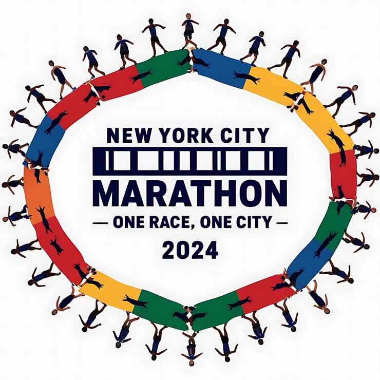 Foto una ilustración dinámica de un corredor en movimiento con el icónico horizonte de la ciudad de nueva york en el fondo