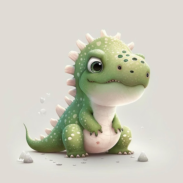 Ilustración de dinosaurio adorable sobre fondo blanco