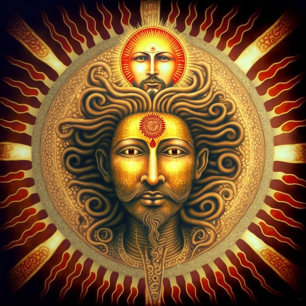 Ilustración de un dios del sol