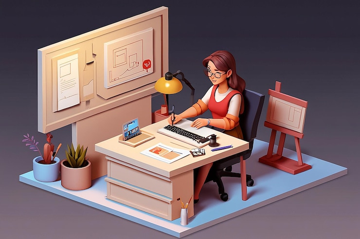 Foto ilustración de diseñador gráfico profesional en 3d