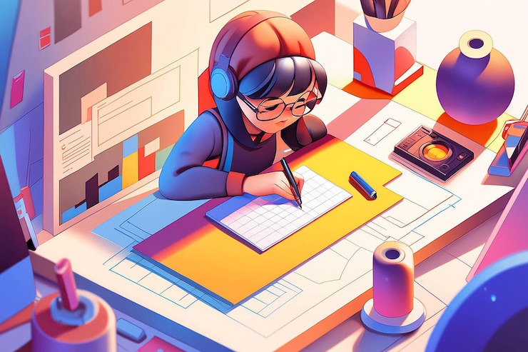Foto ilustración de diseñador gráfico profesional en 3d