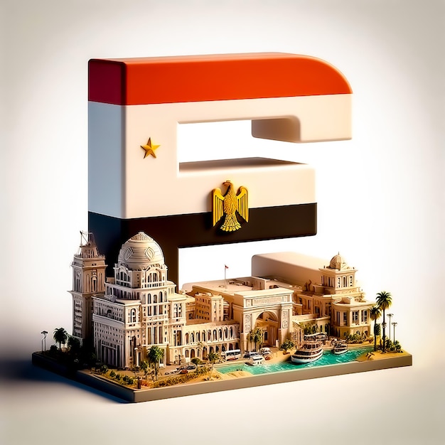 Ilustración de diseño en 3D de Egipto