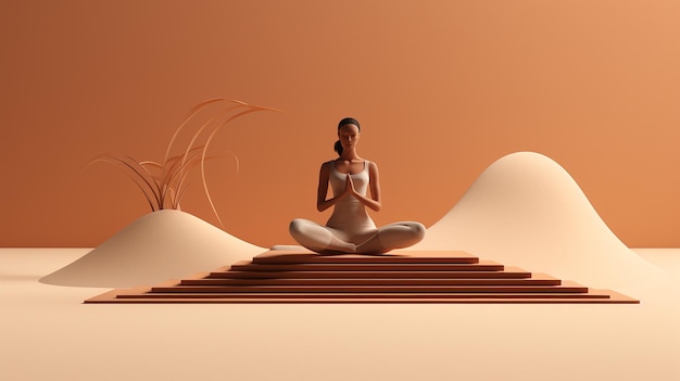 Foto ilustración de diseño 3d de mujer haciendo yoga