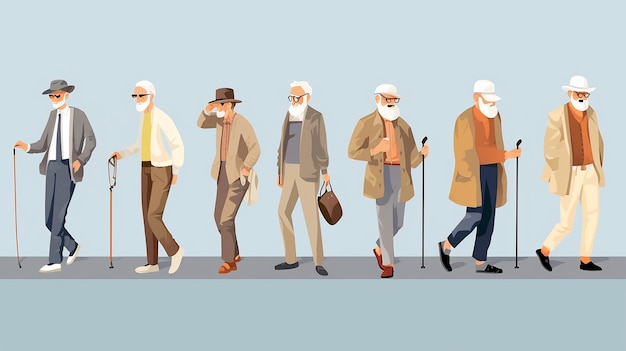 Ilustración de diseño 3D de personas mayores disfrutando del momento del Día Internacional de las Personas Mayores