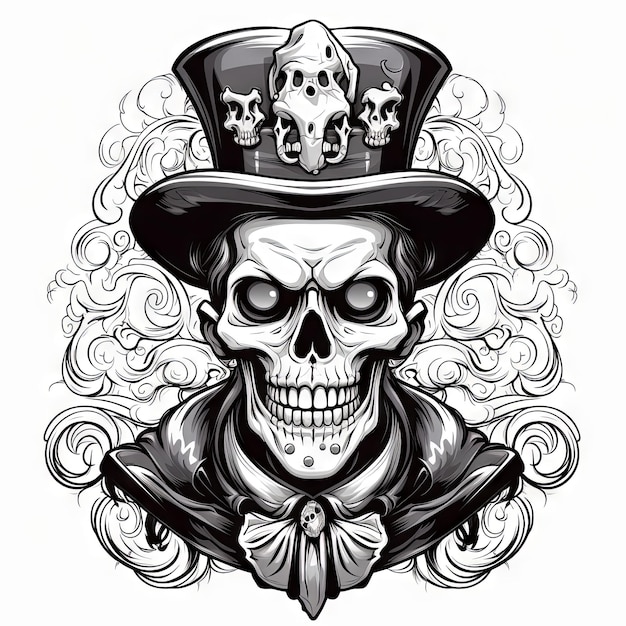 Una ilustración de un diseño de arte de calavera