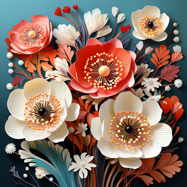 Ilustración de un diseño de arte floral
