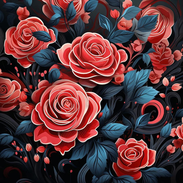 Ilustración de un diseño de arte floral