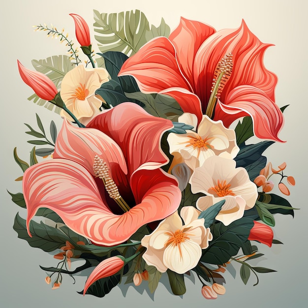 Ilustración de un diseño de arte floral