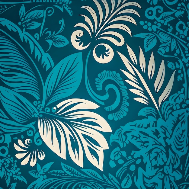 Ilustración de diseño colorido con patrón floral hawaiano