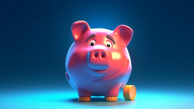 Ilustración de diseño de dibujos animados en 3D de ahorros de dinero generativos de IA