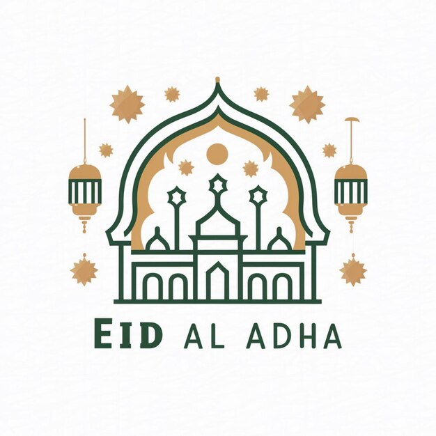 Foto ilustración del diseño de eid al adha en fondo blanco