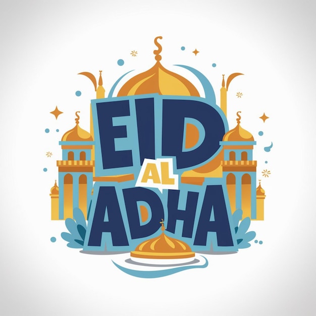 Foto ilustración del diseño de eid al adha en fondo blanco