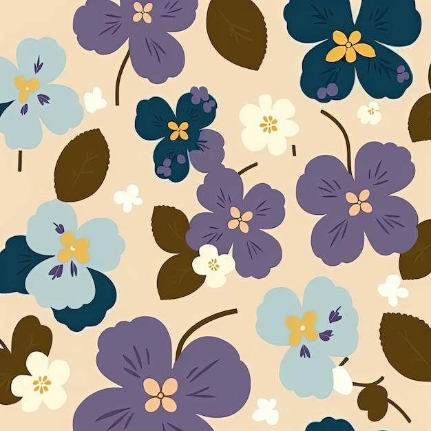 Ilustración de diseño de estilo plano de hermosas flores Ai generativo