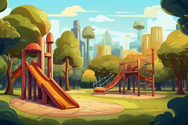 Foto ilustración de diseño gráfico de un parque infantil vectorial para niños