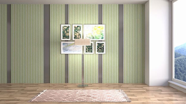 Ilustración del diseño de la habitación interior.