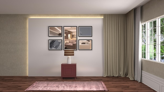 Ilustración del diseño de la habitación interior.