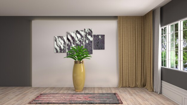 Ilustración del diseño de la habitación interior.