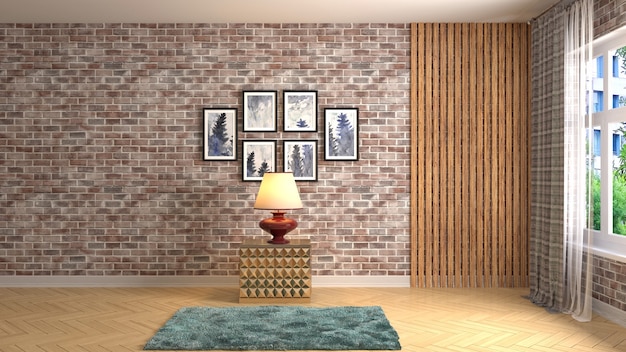 Ilustración del diseño de la habitación interior.