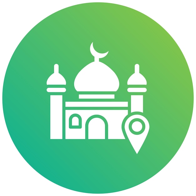 Ilustración del diseño del icono vectorial de la ubicación de la mezquita
