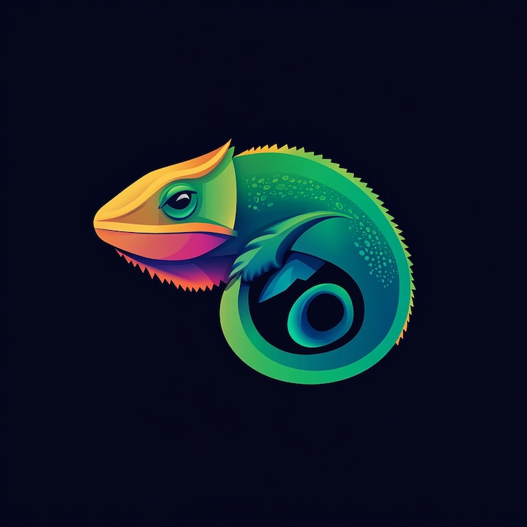 Foto ilustración del diseño del logotipo del camaleón