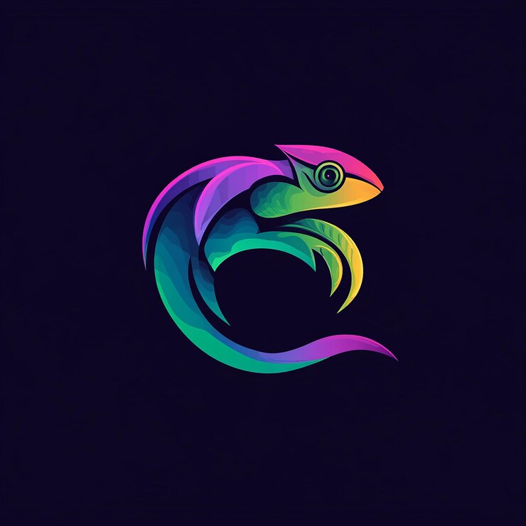 Foto ilustración del diseño del logotipo del camaleón