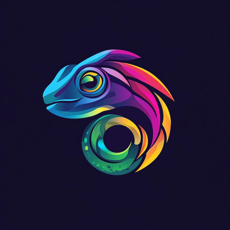 Foto ilustración del diseño del logotipo del camaleón