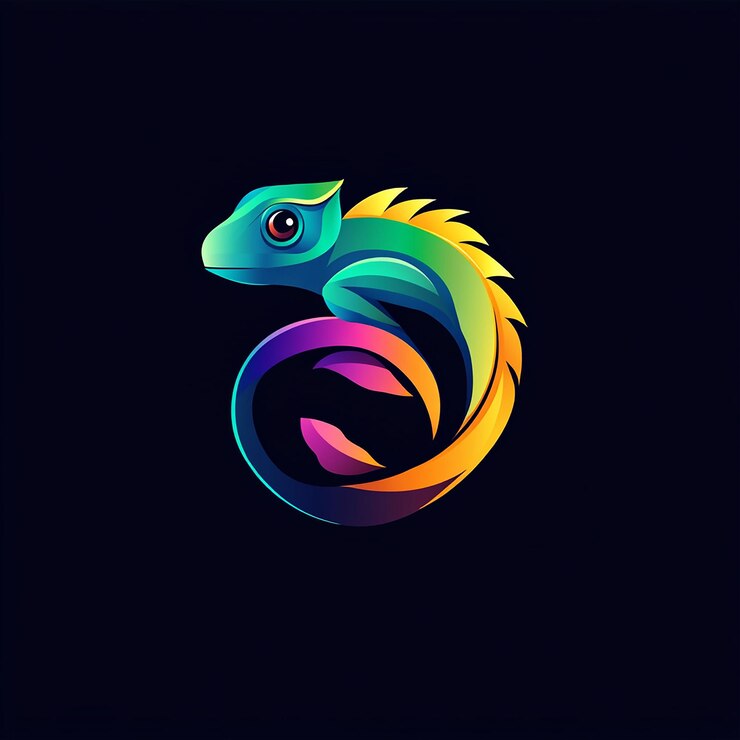 Foto ilustración del diseño del logotipo del camaleón