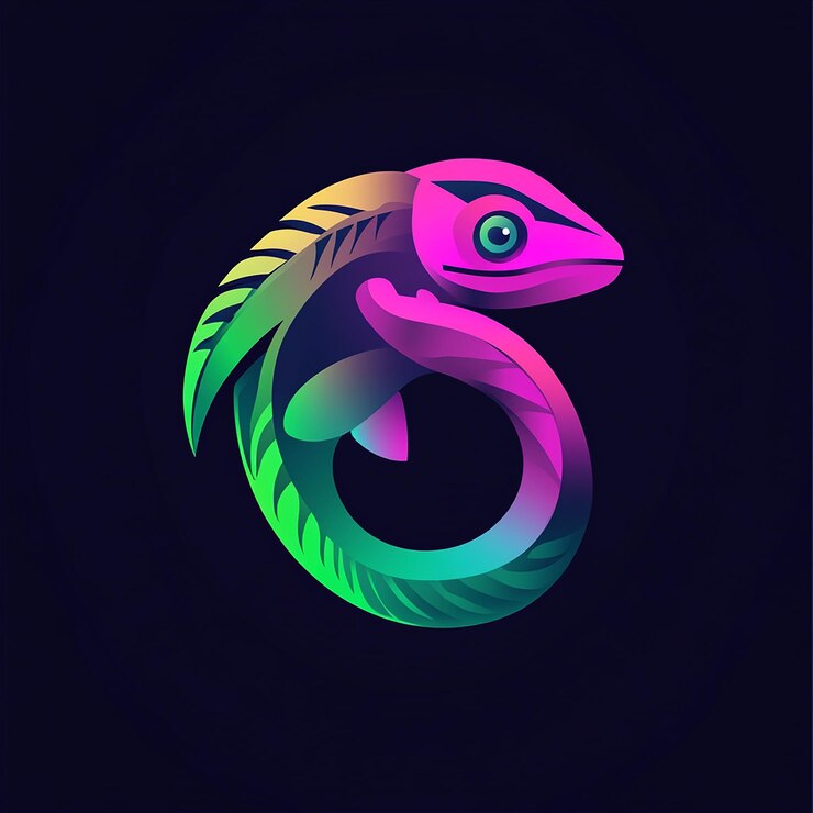 Foto ilustración del diseño del logotipo del camaleón