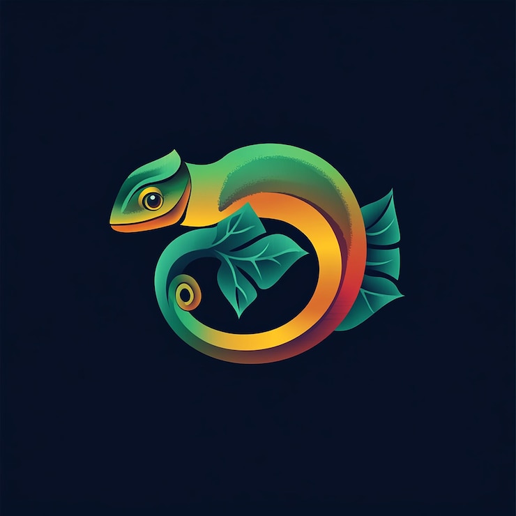 Foto ilustración del diseño del logotipo del camaleón
