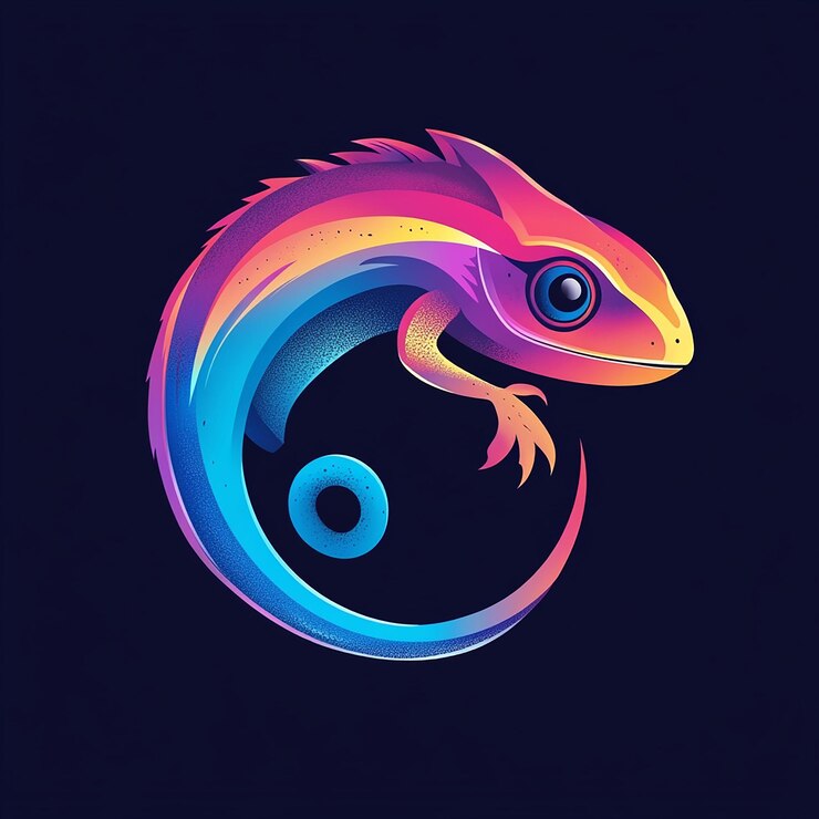 Foto ilustración del diseño del logotipo del camaleón
