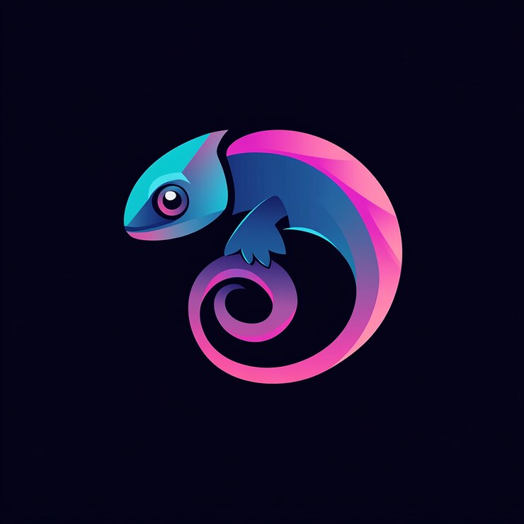 Foto ilustración del diseño del logotipo del camaleón