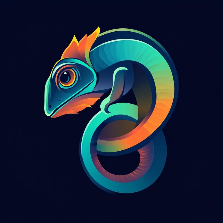 Foto ilustración del diseño del logotipo del camaleón