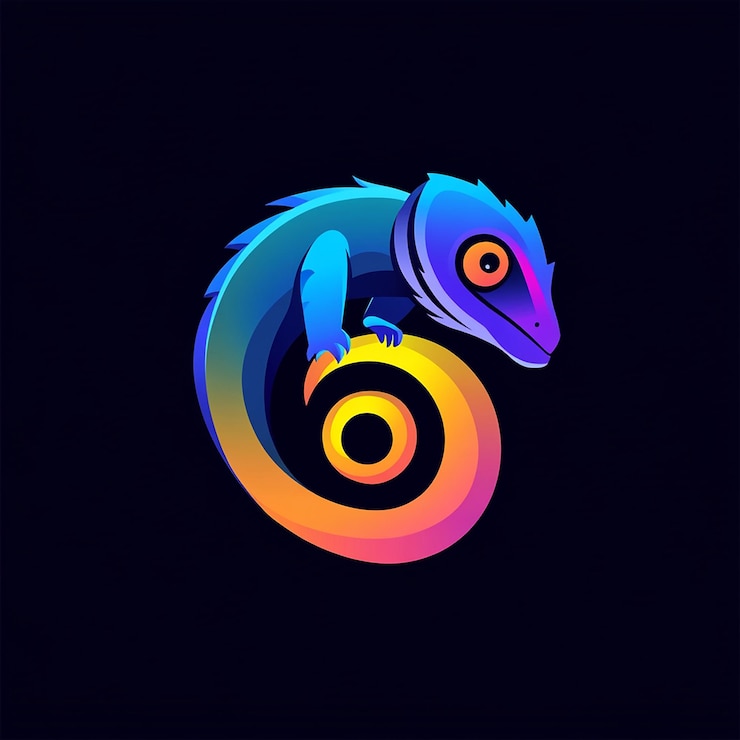 Foto ilustración del diseño del logotipo del camaleón
