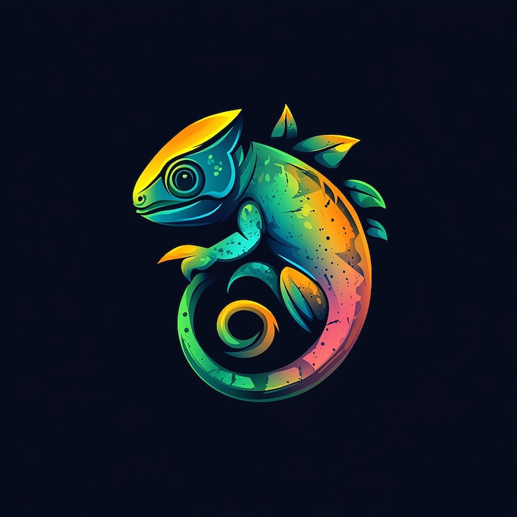 Foto ilustración del diseño del logotipo del camaleón