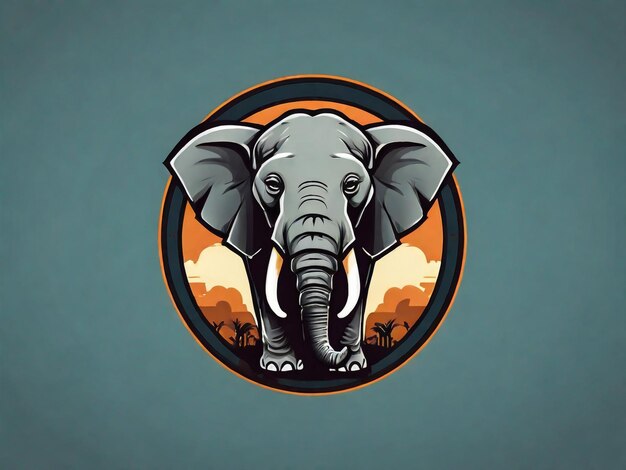 Foto ilustración del diseño del logotipo de la mascota del elefante simple