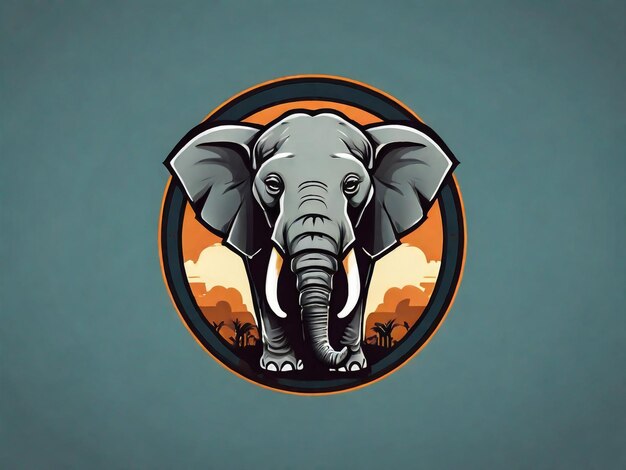 Ilustración del diseño del logotipo de la mascota del elefante simple