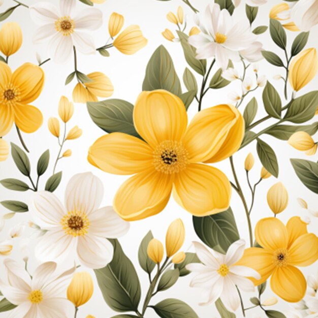 Ilustración de diseño de papel tapiz de flores Cosmos y fondo blanco