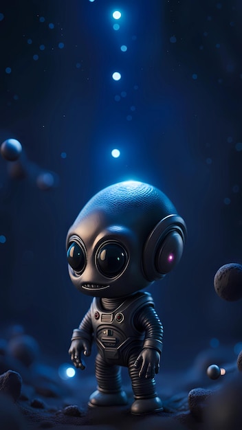 Ilustración de diseño de personajes de dibujos animados alienígenas 3D