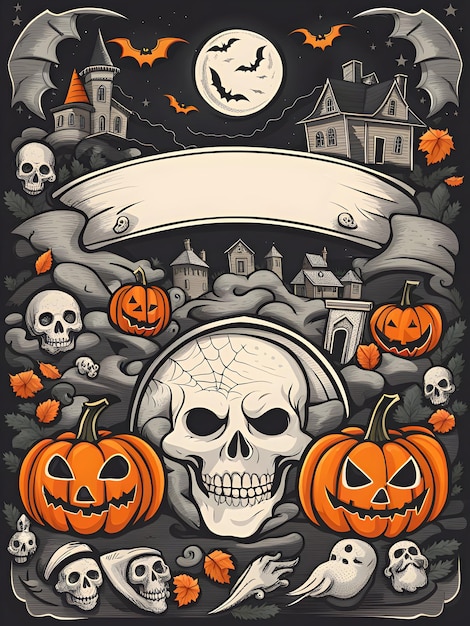 Ilustración de diseño plano de banner de Halloween