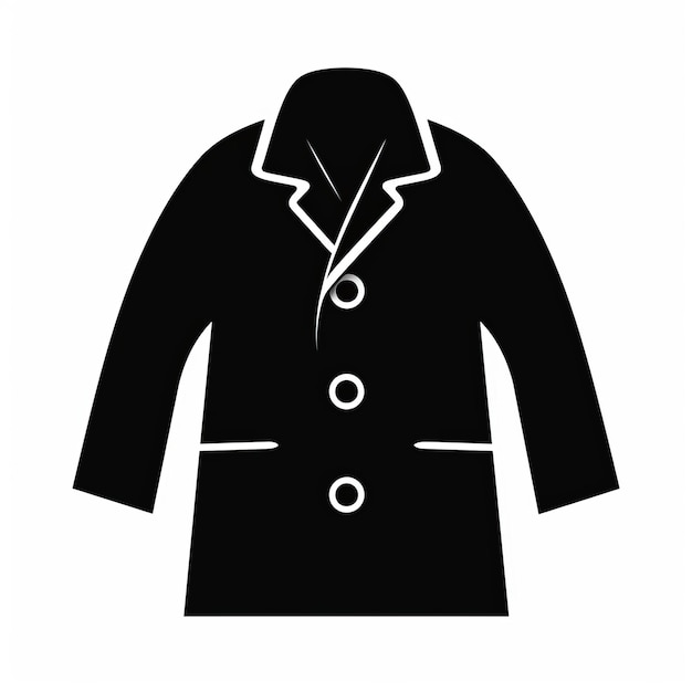 Ilustración del diseño plano del icono del abrigo de invierno negro minimalista