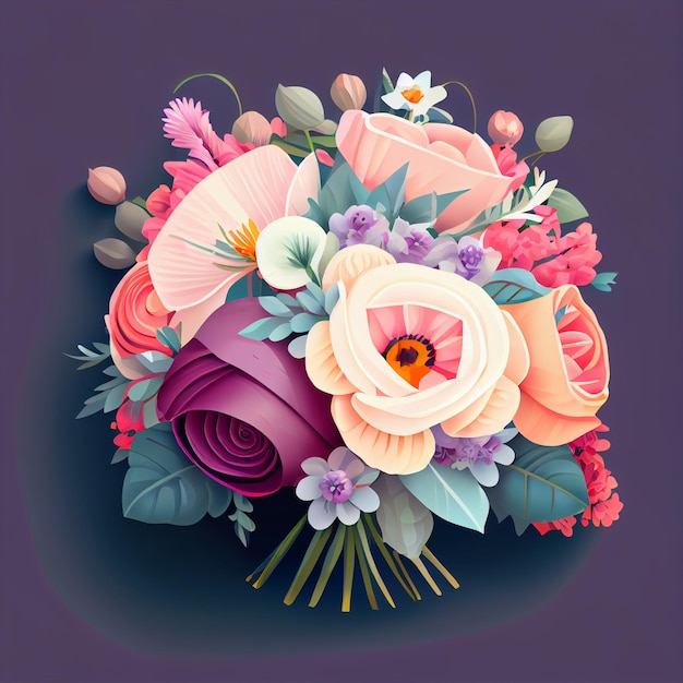 Ilustración de diseño de ramo de flores coloridas