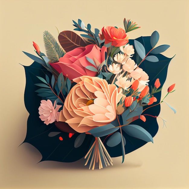 Ilustración de diseño de ramo de flores coloridas