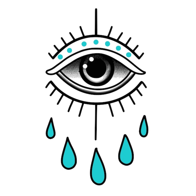 Ilustración del diseño del tatuaje del ojo malvado EPS10