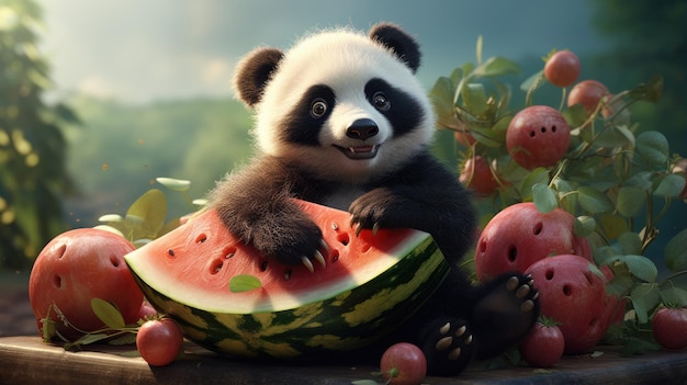 Foto ilustración del diseño vectorial de panda