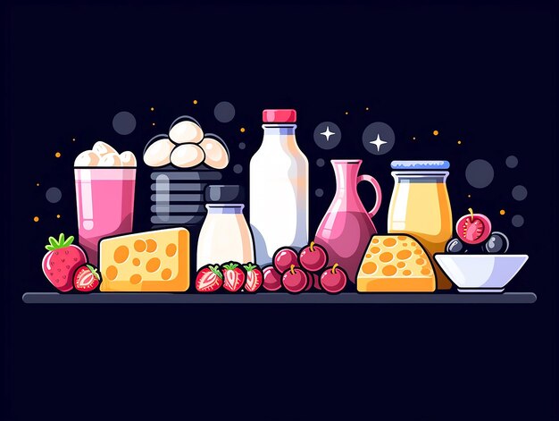 Ilustración diseño web artístico decoración de banner de leche