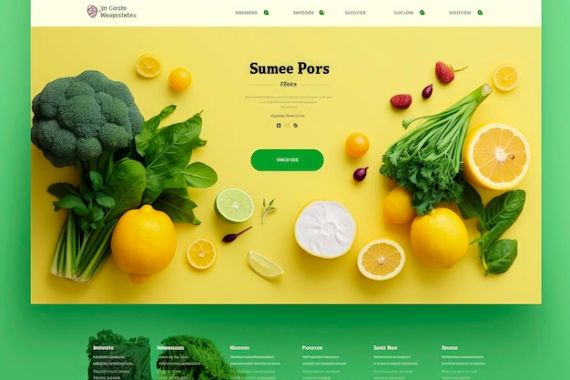 Ilustración de diseño web generativo de alimentos y frutas frescos y saludables Entrega de alimentos saludables