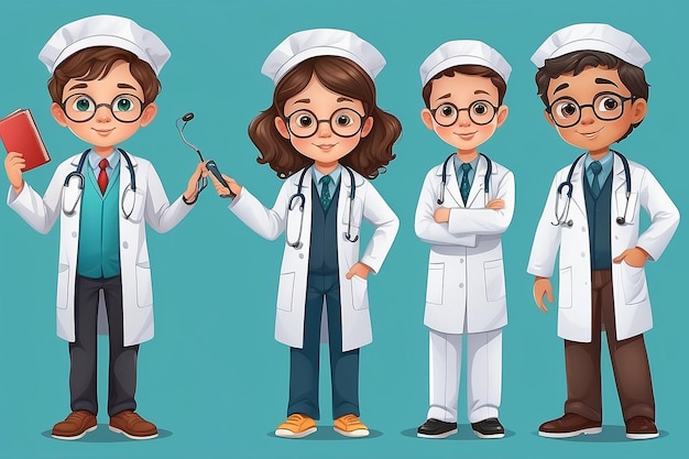 Ilustración del disfraz de profesión de médico para niños