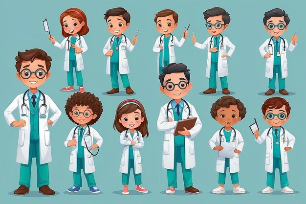 Ilustración del disfraz de profesión de médico para niños