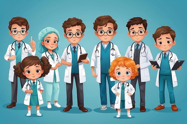 Ilustración del disfraz de profesión de médico para niños